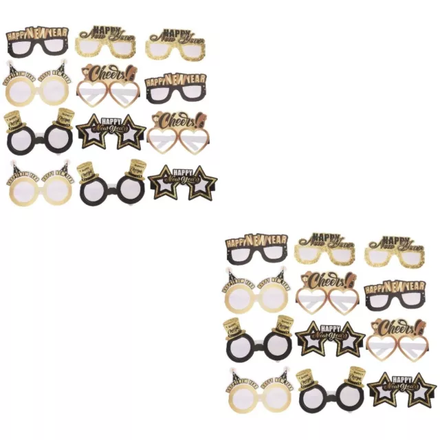 24 piezas gafas de papel de Año Nuevo adornos de Natividad 2023 años