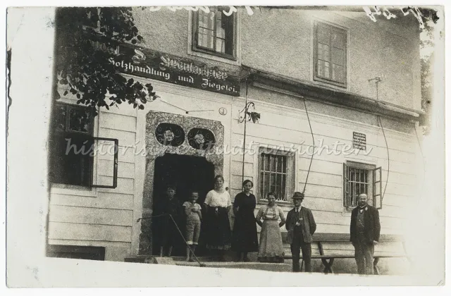 Holzhandlung u. Ziegelei Kronlachner - Berufe Gebäude Familie - Altes Foto 1920