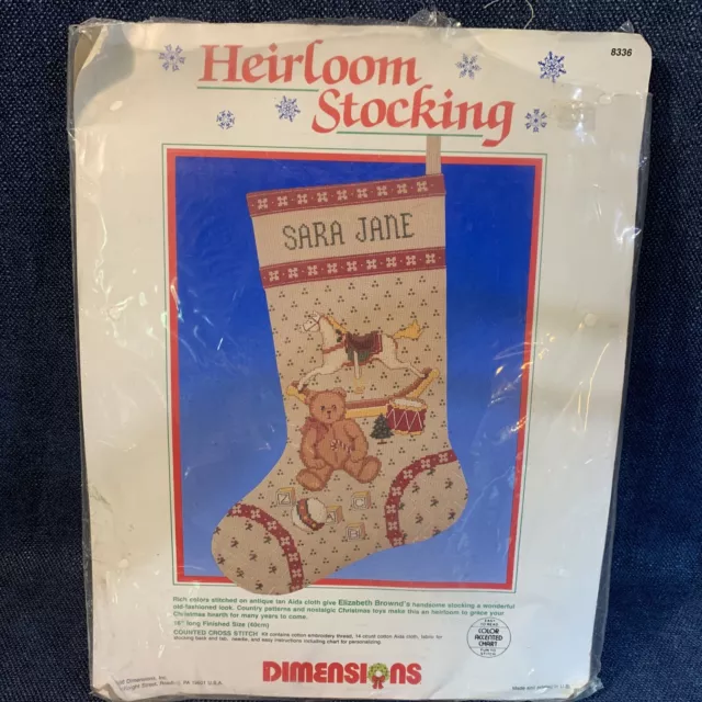 NO CHART DIMENSIONS Heirloom Cross Stitch Christmas Stocking 8336