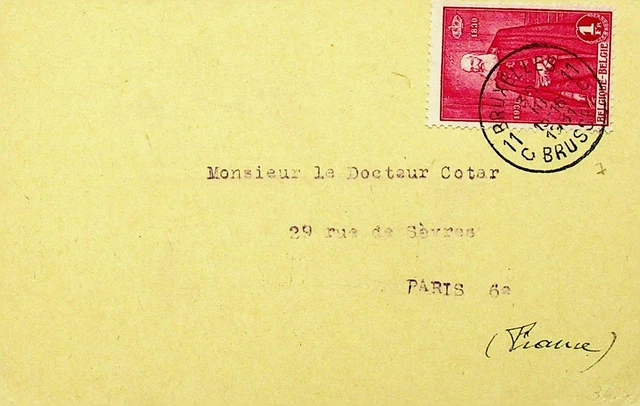 Belgique 1931 1FR Sur Carte Postale De Bruxelles Pour Paris France