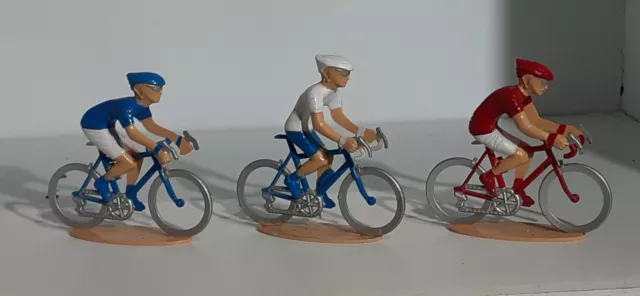 Lot de 3 Cycliste 6cm Tour De France bleu blanc rouge vélo peloton miniature tdf