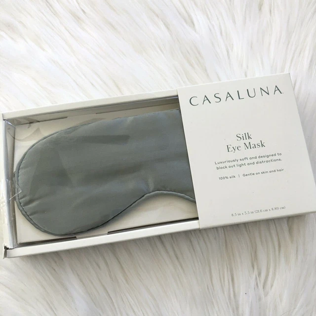 Casaluna Solid Pure Silk Eye Mask - Luxurious Soft Dark Gray Bedtime Sleep