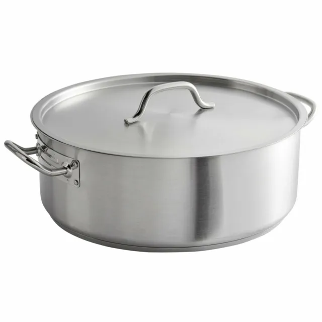 9L Commercial Stainless Steel Forged Wide Shallow Low Stock Pot Pan Induction