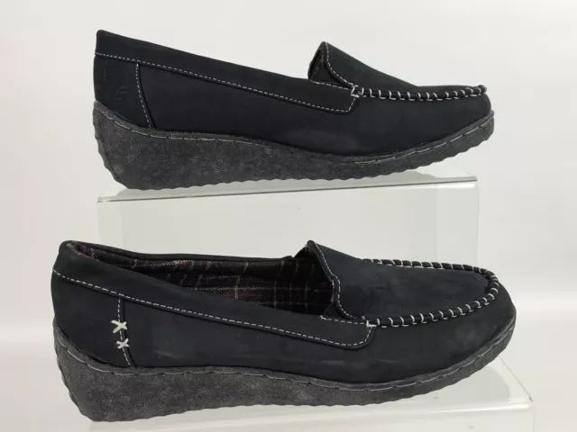 NATRELLE LADIES UK6 EU39 Black Low Wedge Heel Slip On Loafers