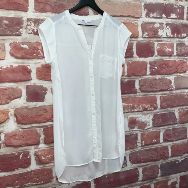 Anthropologie DR2 Daniel Rainn Top Womens Small Off White Sheer Tunic Blouse 2