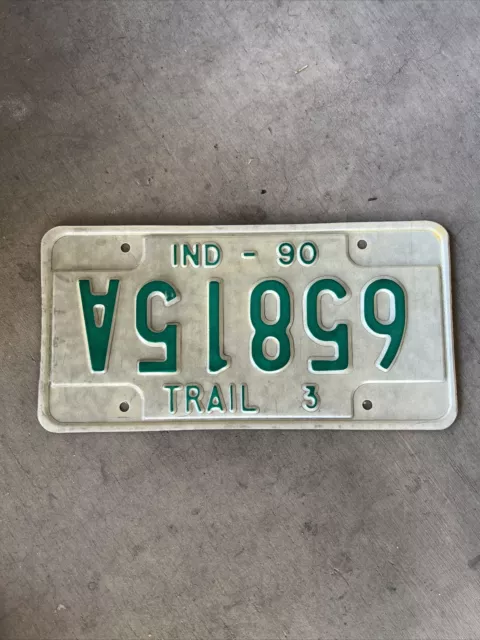 Vintage 1990 Error Inverted Indiana Trail 3 License Plate