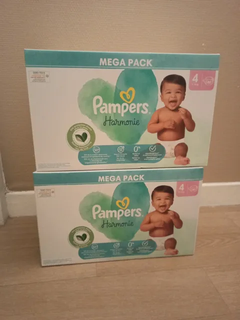 Lot 160 Couches Pampers Harmonie Taille 4 de 9 à 14kg Mega Pack