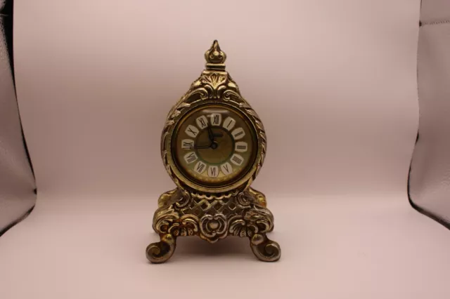 Vintage Bedside Alarm Clock - Splendex Gilt Metal Bedside Clock