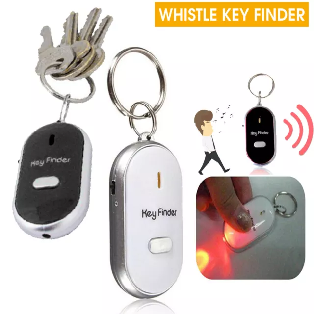 1-2x Whistle Lost Key Finder Flashing Beep LED Sonic Torch Locator Remote Chain