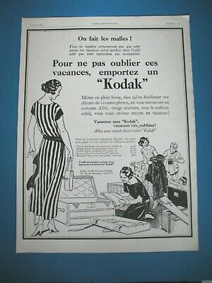 PUBLICITE KODAK APPAREIL PHOTO VACANCES MALLE DE 1925 FRENCH AD PUB ART DECO 