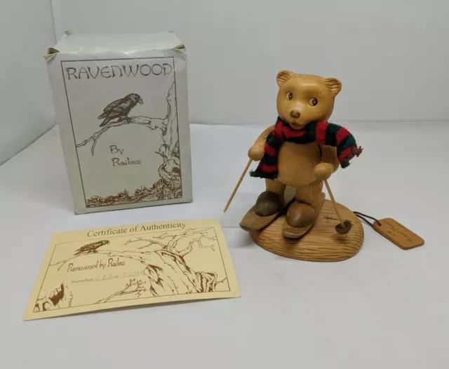Robert Raikes Ravewood Bear Figurine Olaf The Skier Artist Signed #274/1000