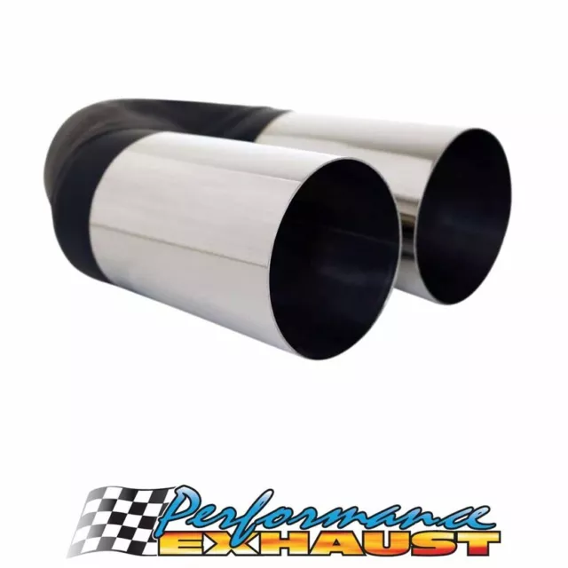 Straight Cut STAINLESS Exhaust Tip - 2.5" Inlet - Twin 3" Outlet