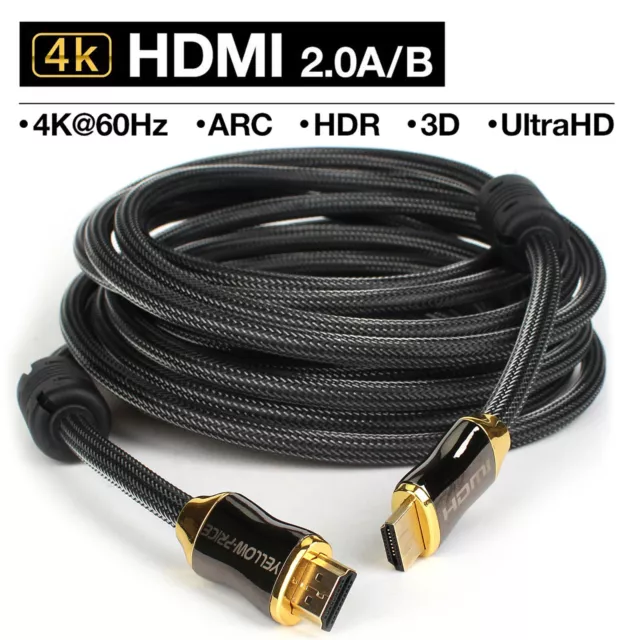 PREMIUM 4K HDMI CABLE 2.0 HIGH SPEED GOLD PLATED BRAIDED LEAD 2160P 3D HDTV Lot