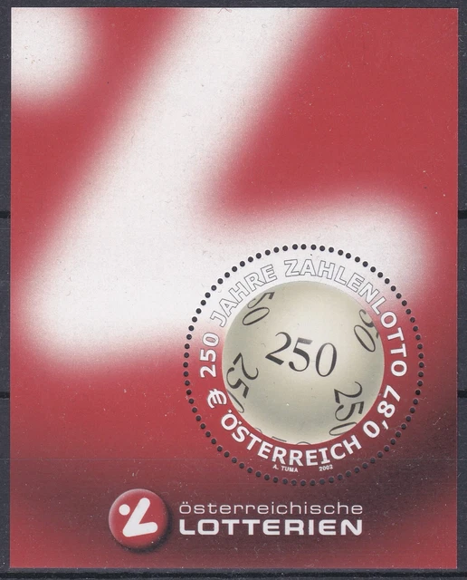 2002  250 Jahre Zahlenlotto in Österreich Kleinbogen Postfrisch ** ANK 2430