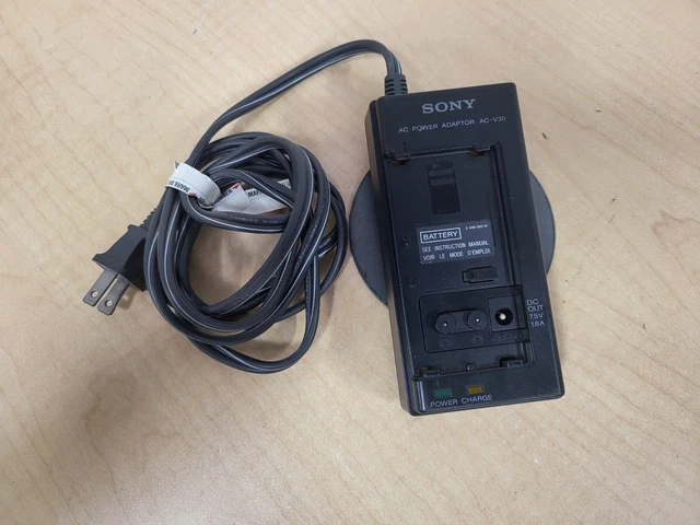 Sony AC-V30 Black Portable 1.6 Amps 20 Watts 2 Pin Male-to-Male AC Power Adapter