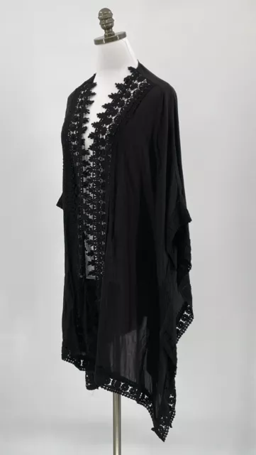 La Blanca Womens Black Lace Short Sleeve Swim Cover Up 3