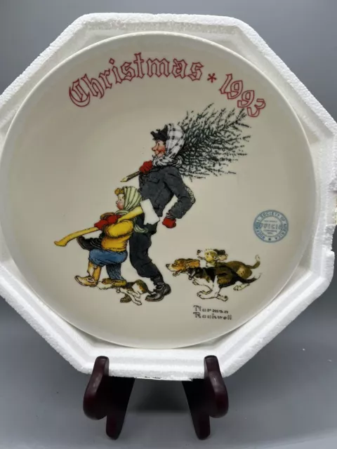 Norman Rockwell Knowles Plate The Tree Brigade Christmas 1993