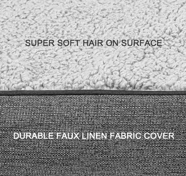 Orthopedic Bolster Couch Pet Bed for Large Dogs, Removable Washable Cover - Grey 2