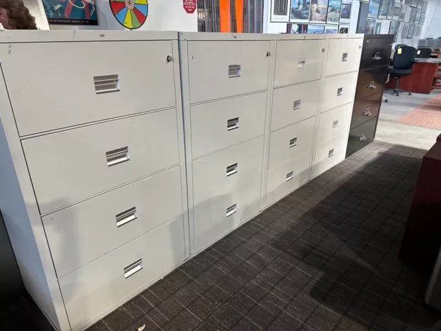 4 DR Lateral Fire Proof File Cabinet by HON in Gray Finish