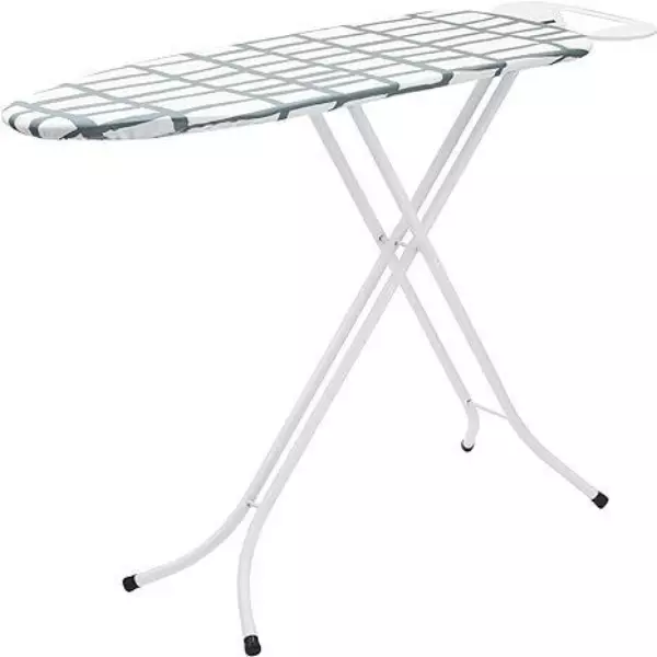 ADJUSTABLE MEDIUM IRONING BOARD 110 x 34cm GREY GRID DESIGN FOLDABLE IRON TABLE