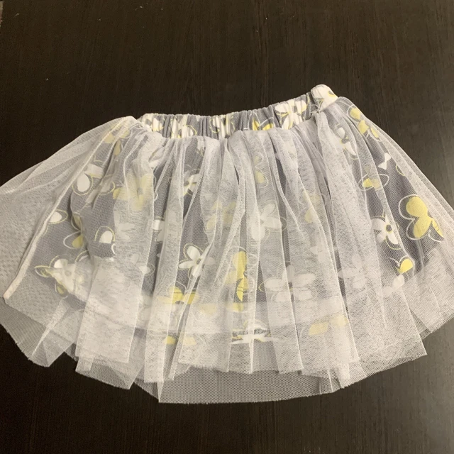 Disney Jr Minnie 18 M Black White Floral Tutu Skirt Spring Summer Yellow Princes