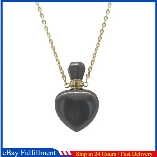 Natural Black Obsidian Quartz Crystal Heart Healing Pendant Necklace Gemstone US