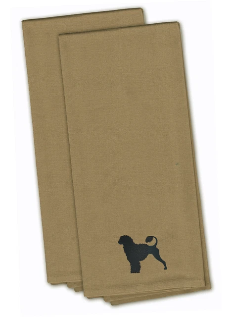 Portuguese Water Dog Tan Embroidered Towel Set of 2 BB3468TNTWE