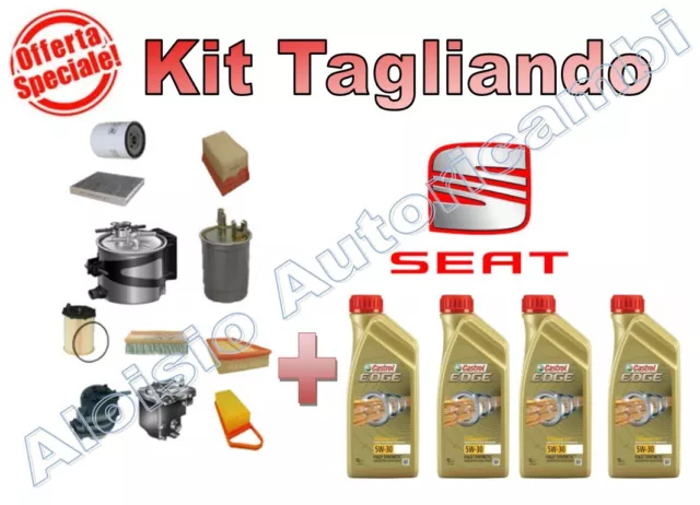 Kit Tagliando Seat Ibiza V 1.6 Tdi 77Kw 105Cv Dal 10/2010 --> Olio + Filtri