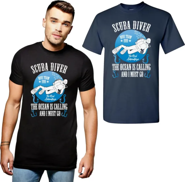 Scuba Diver T-Shirt The Ocean Is Calling And I Must Go Dive Team Unisex Tee Top