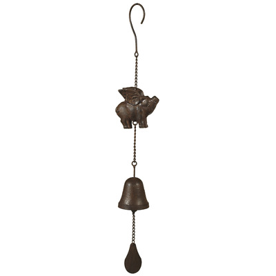 Midwest-CBK – Country Rustic Flying Pig Cast Iron Wind Chime Windchime – 19 Inch
