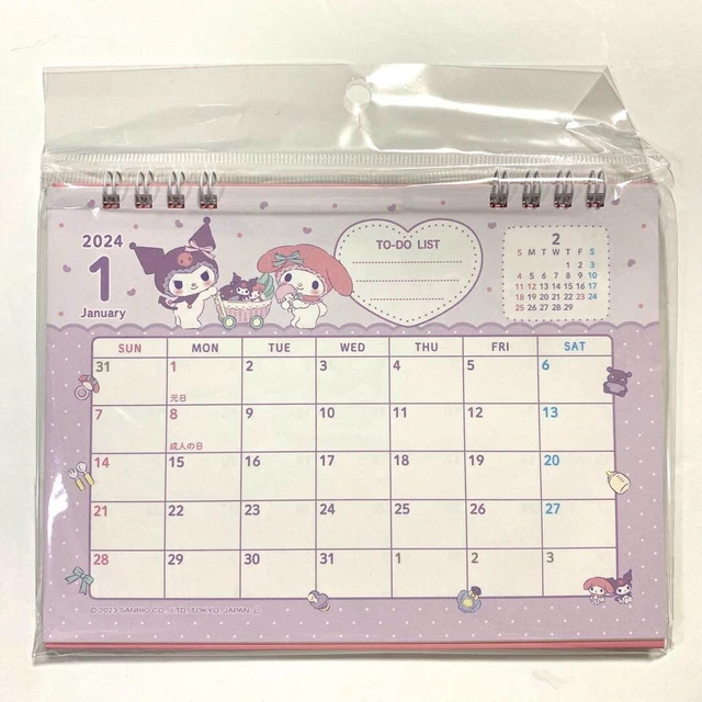MY MELODY AND Kuromi Desk Calendar 2024 January To December Japanese