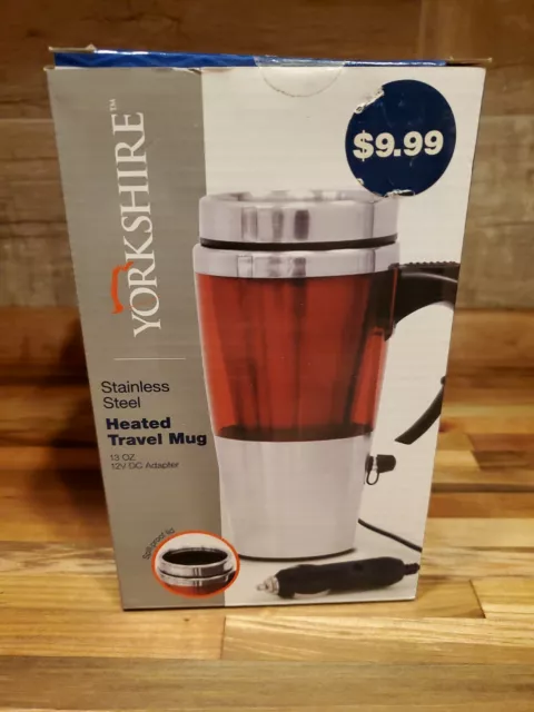 Travel Mug 13 oz Stainless Steel Hot or Cold 12V DC Adapter # New