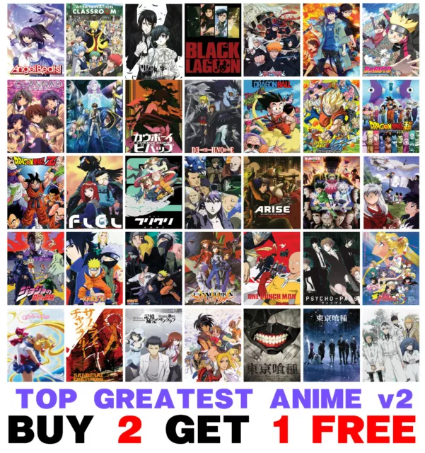 Top Greatest Classic Anime Series of All Time Poster Manga Print Room Decor V2