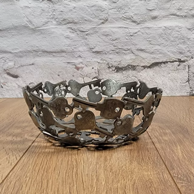 Small Metal Decorative Bowl Made From Old Keys Hand Made Up-Cycled 2