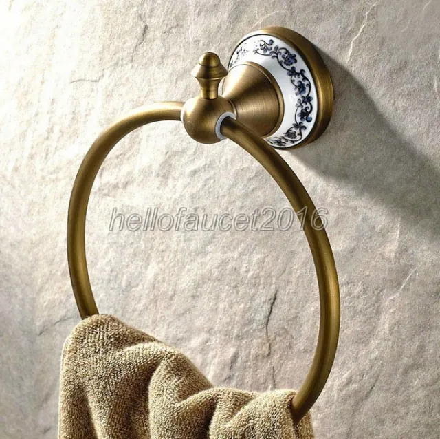 Solid Brass Towel Ring Holder Wall Mount Towel Rail Rack Bathroom Antique Brass