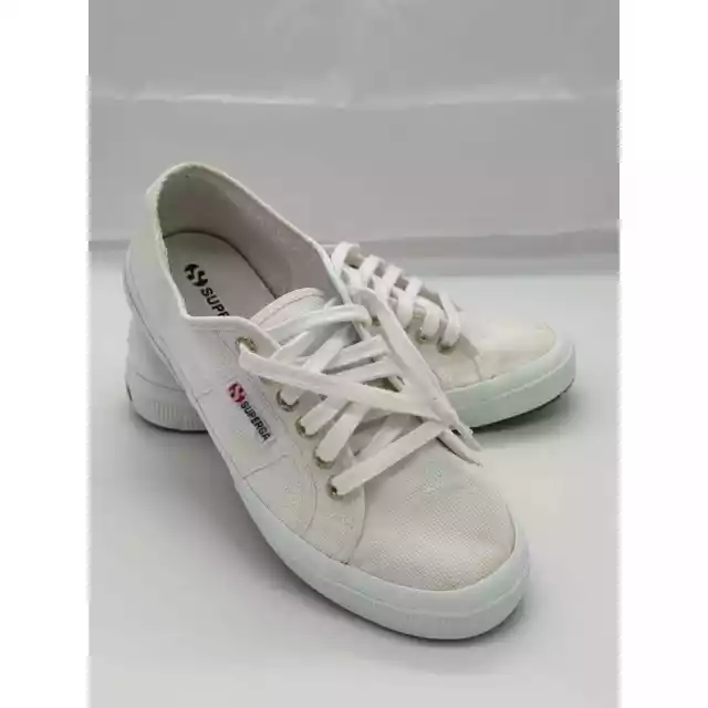 Superga 2750 Cotu Classic Sneakers White Canvas Shoes Size 39 39.5 9 9.5