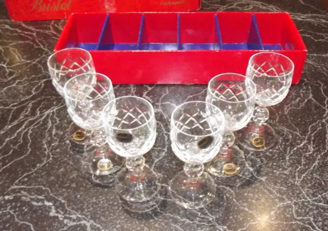 SET OF 6 BOXED BRISTOL BOHEMIA CRYSTAL 50ml GLASSES PORT, SHERRY OR LIQUEUR 2