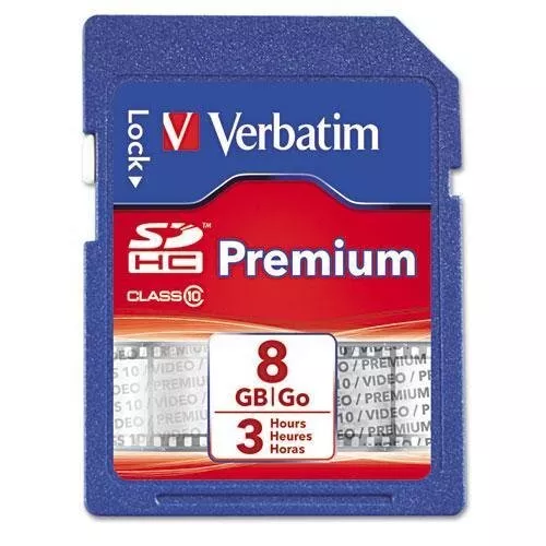 Verbatim 96318 Premium SDHC Memory Card, Class 10, 8 GB