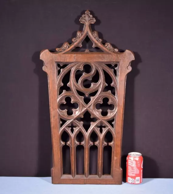 *French Antique Gothic Revival Panel in Solid Oak Wood Salvage Late 1800's