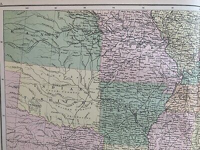 1879 Southern United States Large Original Antique Map by John Bartholomew 2