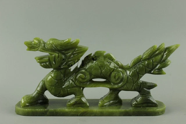 Exquisite 100% natural jade Handmade hand-carved dragon statues 21721