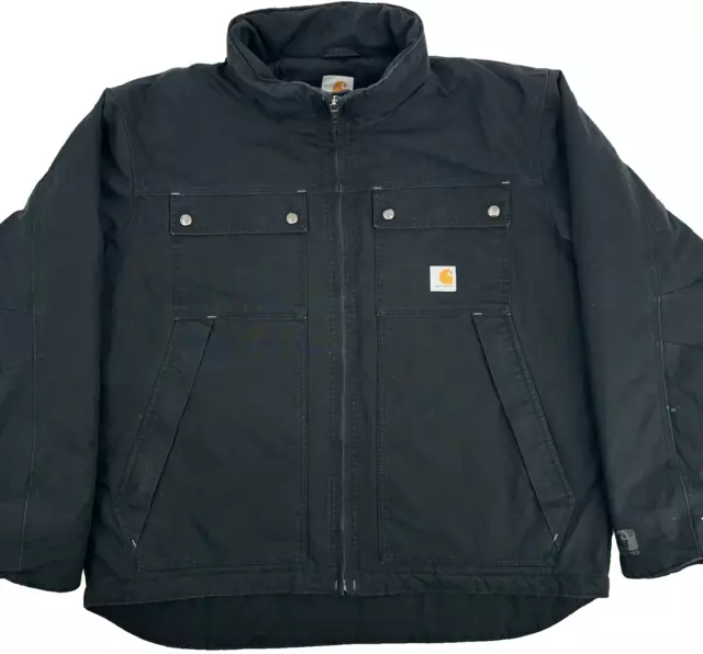 CARHARTT XL BLACK Quick Duck Insulated Jacket Work Coat Jefferson ...