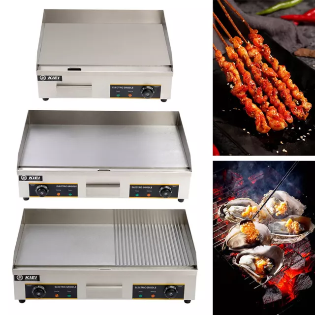 Commercial Electric Griddle 55/73cm Hot Plate BBQ Grill Bacon Steel Countertop