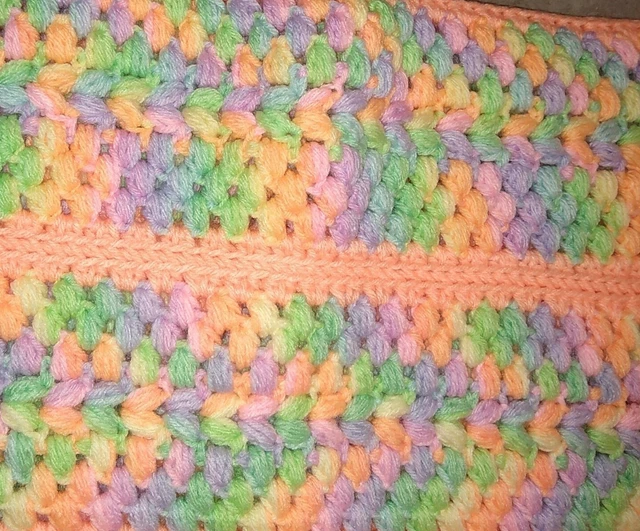 BLANKET/AFGHAN NEW handmade Crochet  BABY neutral colors orange green 32" x 47"