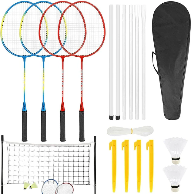 Shuttle Racket And Net BUYSTARGET PROFESSIONAL BADMINTON Set 4 Player Racket Shuttlecock Poles ...