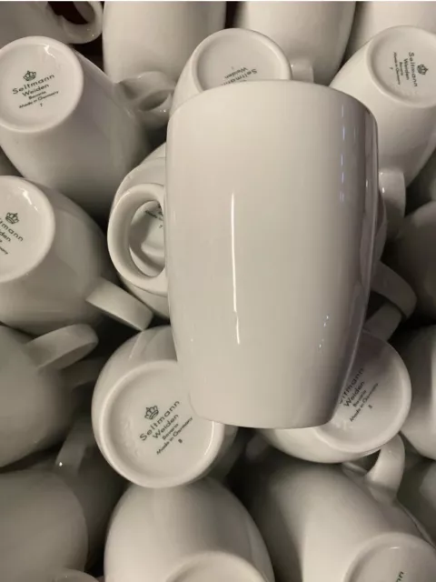 Seltmann Weiden Meran Becher 5089 mit Henkel  uni weiß Tasse Obere 0,25l