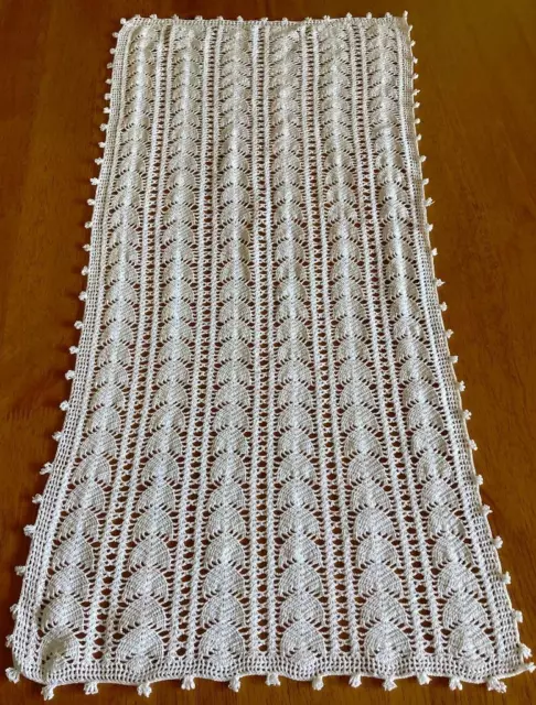 Lovely White Vintage Hand Crocheted Table Runner