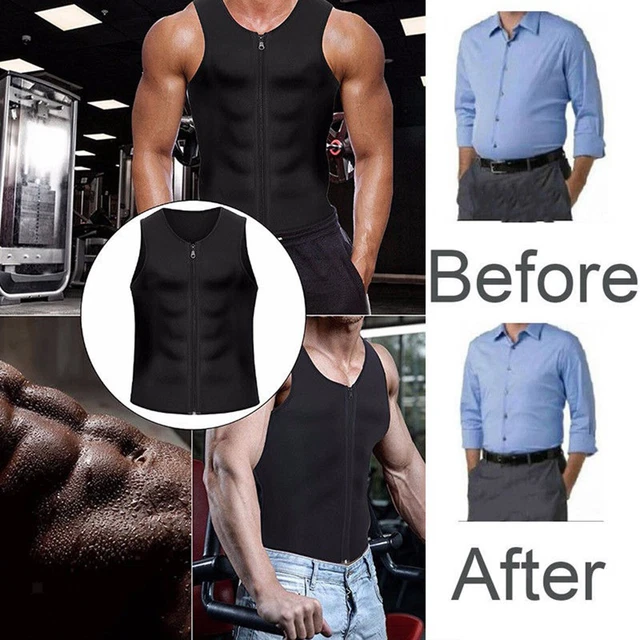 MEN'S HOT SWEAT Body Shaper Tank Top Tummy Fat Burner Slimming Sauna