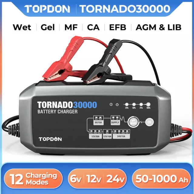 TOPDON T30000 30Amp Intelligentes Batterieladegerät KFZ 24V Batterie Ladegerät