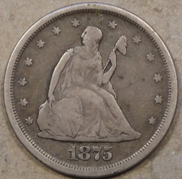 1875-S Twenty Cent Piece Nice Medium Grey F+